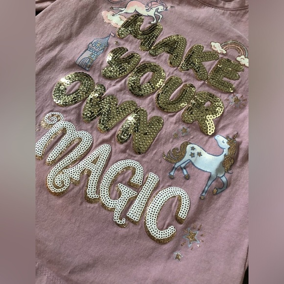 Cynthia Rowley Girls 7-8 Long-Sleeved Purple “Make Your Own Magic” Unicorn Top - Picture 6 of 12